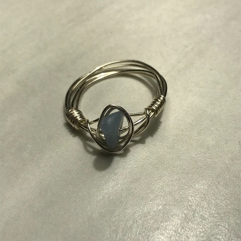 Angelite crystal wire ring